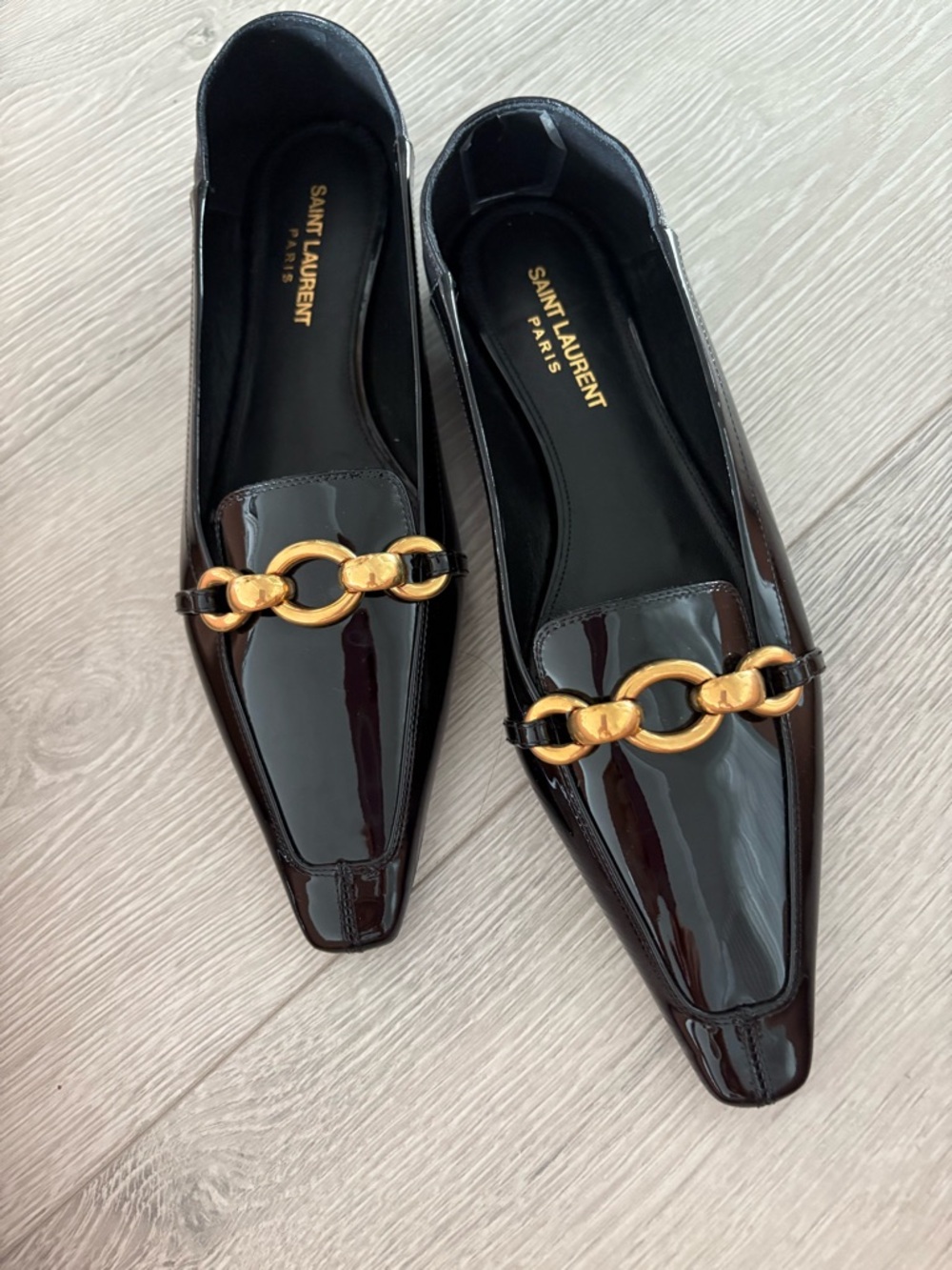 SAINT LAURENT
Patent Leather Le Maillon Loafers, Brand Size 39 ( US Size 9)